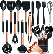Set di accessori da cucina - 17 pezzi - rosso porcellana - silicone - resistente al calore