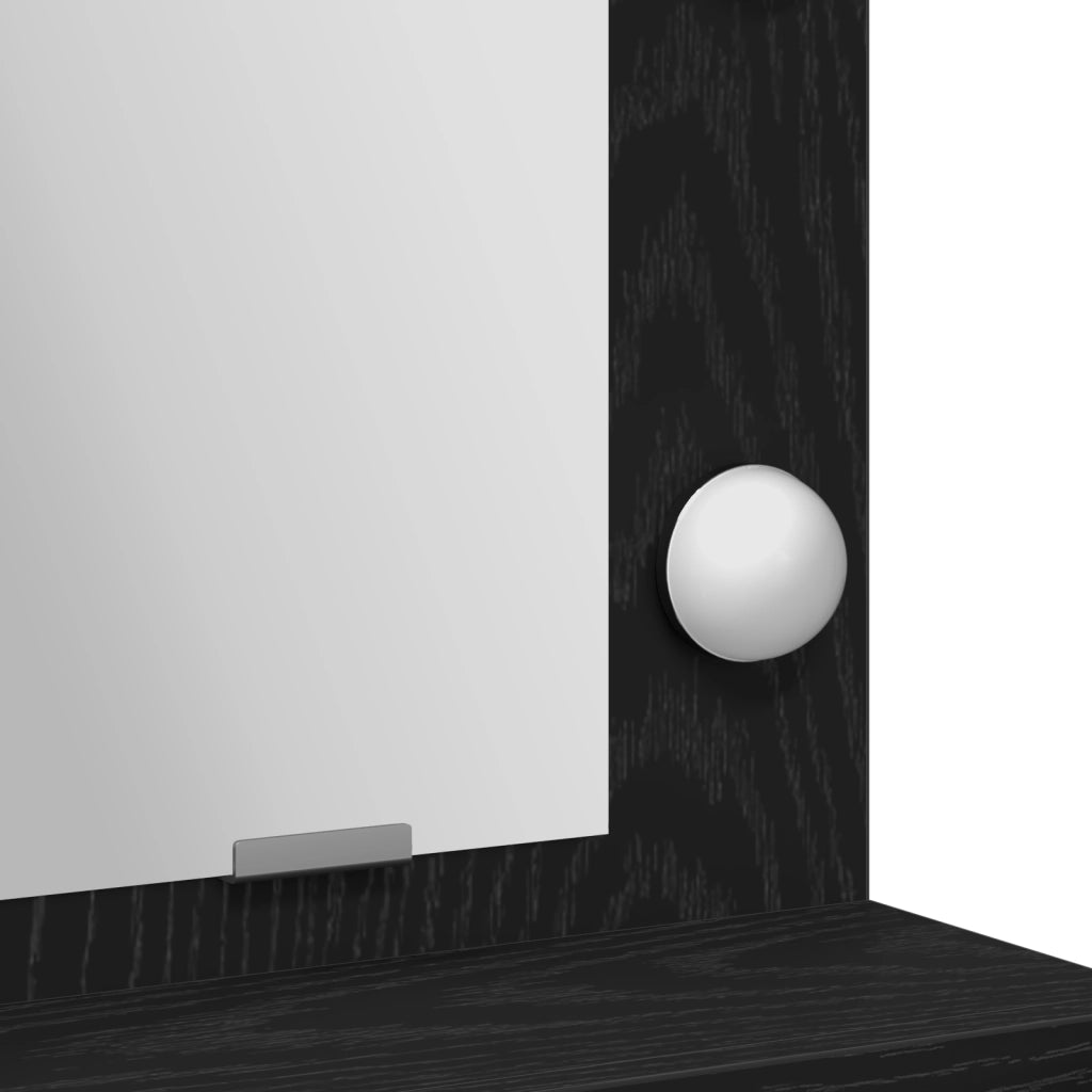 Toeletta  con luci LED Rovere Nero 50x41x135 cm