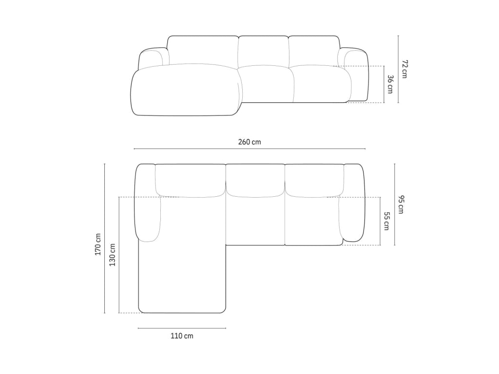 Cosmopolitan Design - Divano angolare sinistro "Nolio" 4 posti in ciniglia grigio 