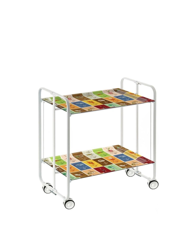 Carrello da cucina pieghevole bianco con ruote BAUHAUS 2 ripiani