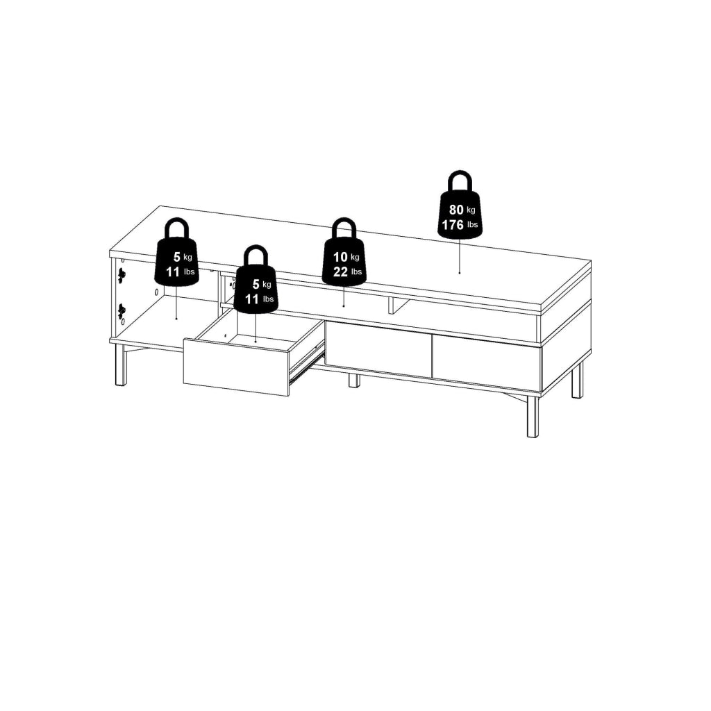 Mobile porta TV Rosata, Credenza da soggiorno, Armadio basso per TV, Base parete attrezzata, 156x48 h48 cm, Nero e Noce