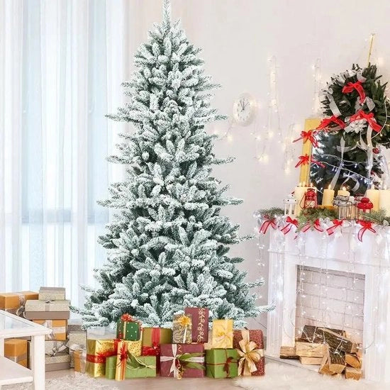 Albero di Natale in fibra di 7 metri con effetto neve e forma sottile