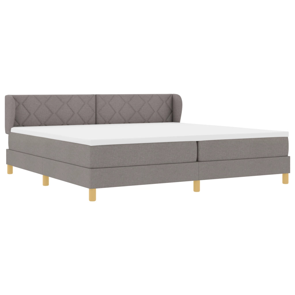 Letto a Molle  con Materasso in Tortora, 200x200 cm, Tessuto