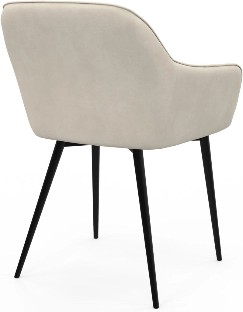 Set di 2 sedie da pranzo e poltrone da tavolo in velluto beige LYA