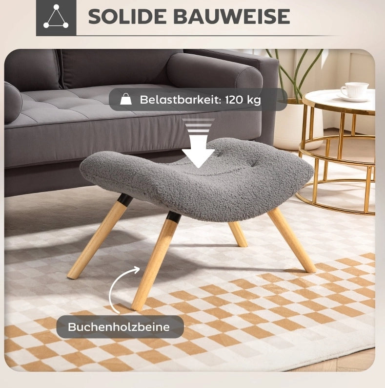 Pouf poggiapiedi in poliestere grigio scuro