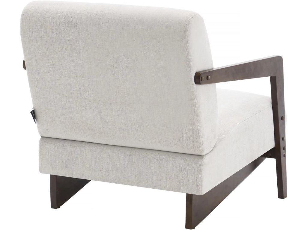 Poltrona scandinava in legno e tessuto "Lena" - Beige