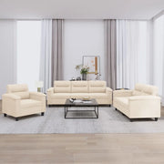 Set Divani 3 pz con Cuscini Beige in Tessuto Microfibra 3202295