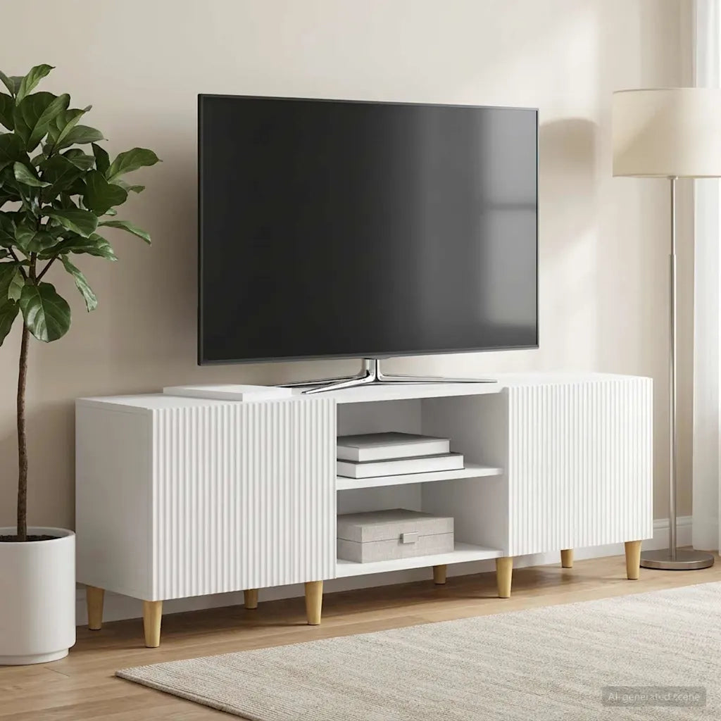 Mobile TV Bianco Lucido 150 x 31 x 50 cm Legno ingegnerizzato 894689