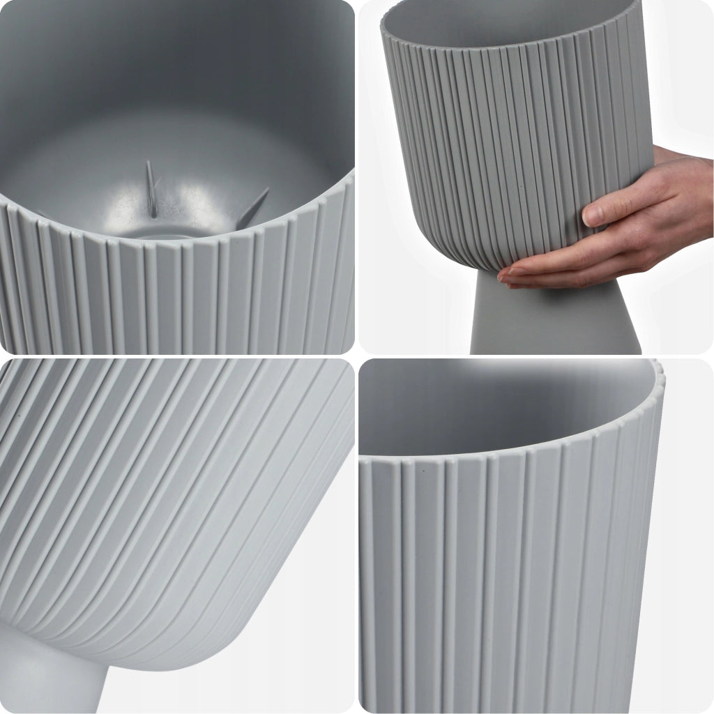 Vaso da fiori KADAX, vaso per piante da giardino, copertura in plastica, 18 cm, supporto per fiori, grigio