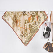 Sciarpa da donna in seta verde stampata, stile coreano, alla moda e versatile, sciarpa/fascia per il collo decorativa.
