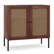 Credenza da cucina 80 x 40 x 80 cm con 2 ante in rattan e ripiano regolabile stile bohémien PVC rattan marrone 20_0015219