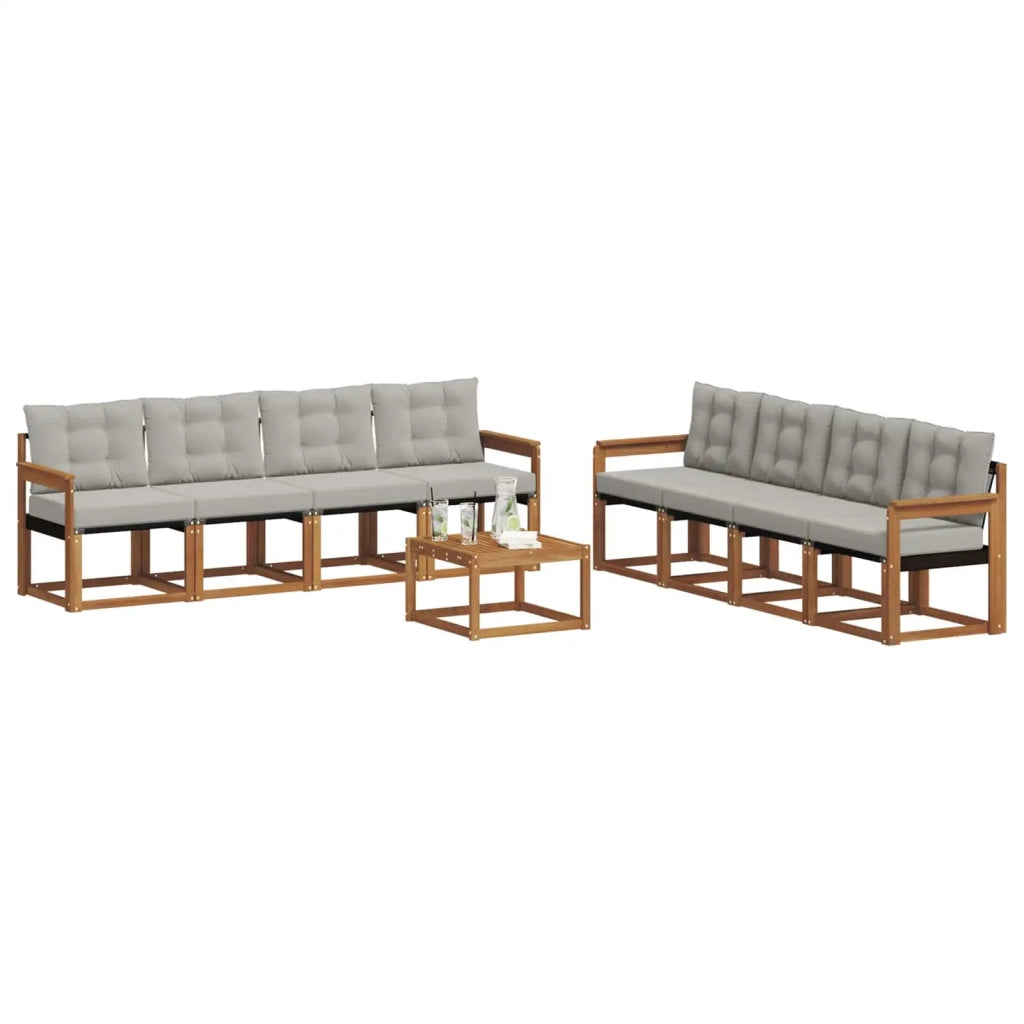 Set di divani da esterno 9 pcs Grigio Naturale e Chiaro 3368514