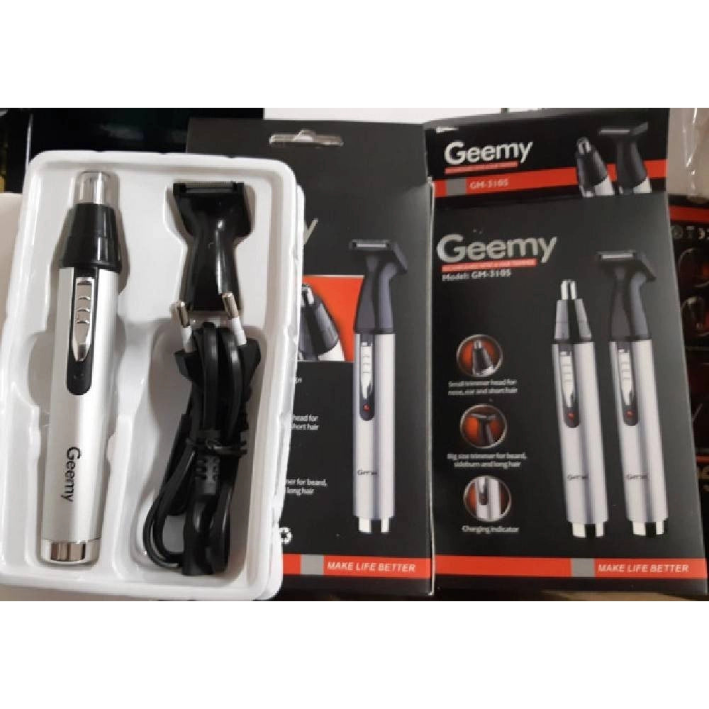 Trade Shop - Rifinitore Elettrico Trimmer Per Naso Orecchie Capelli 2 In 1 Gm-3105 Senza Fili -