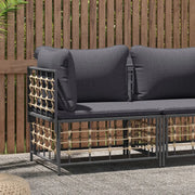 Divano Angolare da Giardino con Cuscini-Sofa da Giardino-Divanetto da esterno Polyrattan Grigio Scuro