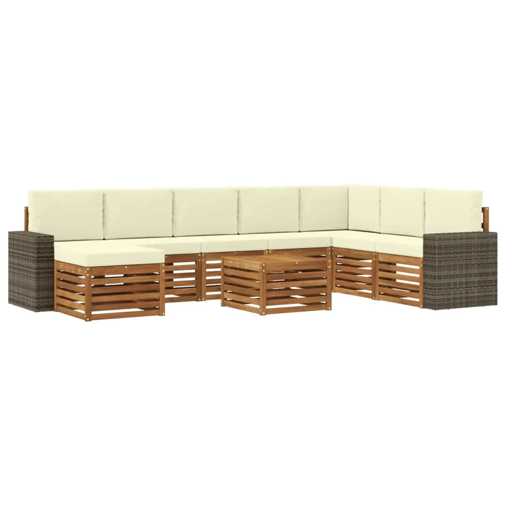 Set di divani da esterno con cuscino 9 pcs Naturale e Crema