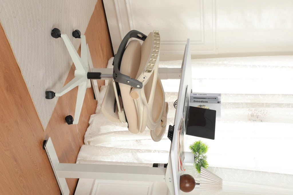 Sedia da ufficio ergonomica ¨C zephmum ¨C crema, imbottita, con braccioli reclinabili