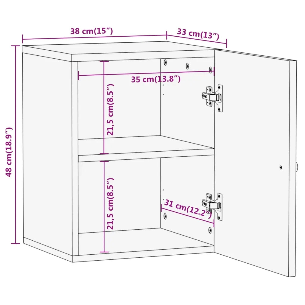 Mobile da Bagno a Parete 38x33x48 cm in Legno Massello di Mango 358268