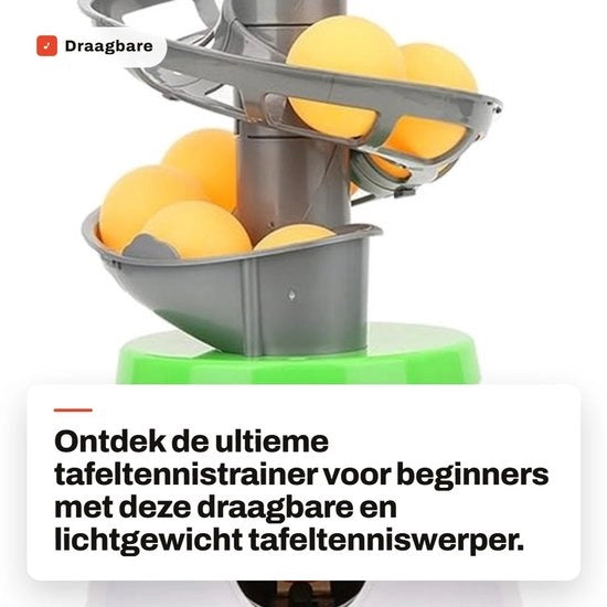 Allenatore di Ping Pong Portatile - Automatiche Funzioni - Leggero - 10 Palline - Materiale ABS Duraturo - Grande Uscita di Pallina - Allenatore di Ping Pong