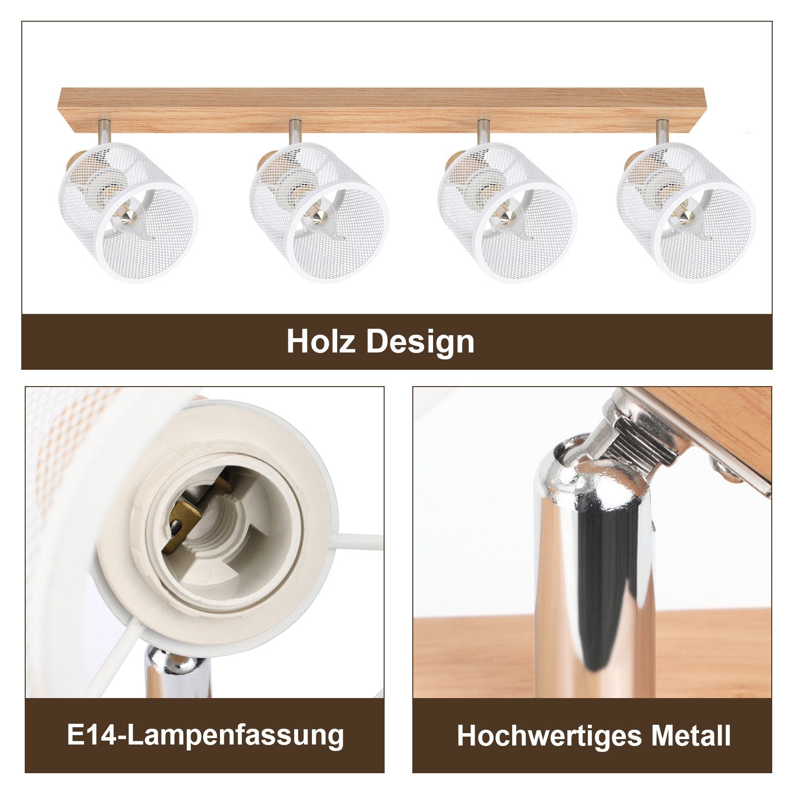 ZMH Faretto da soffitto a 4 luci E14 Bianco Moderno Lampada da soggiorno Max.25w