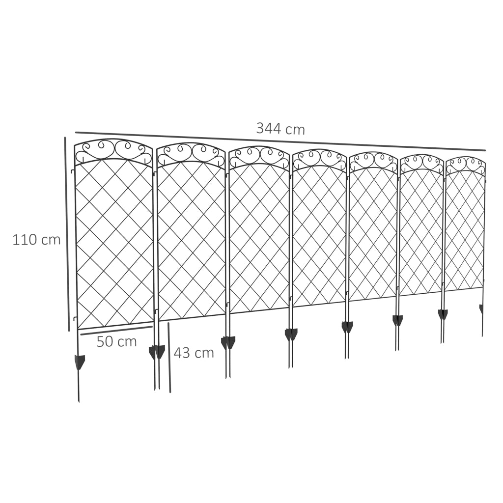 Recinzione giardino decorativa ¨C zephmum ¨C 7 pezzi metallo 344x110 cm nero