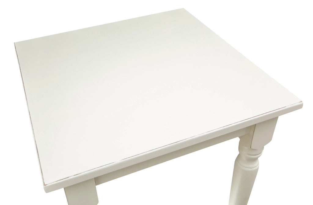 Biscottini Tavolo Country in legno massello di tiglio finitura bianca anticata L70xPR70xH78 cm. Made in Italy