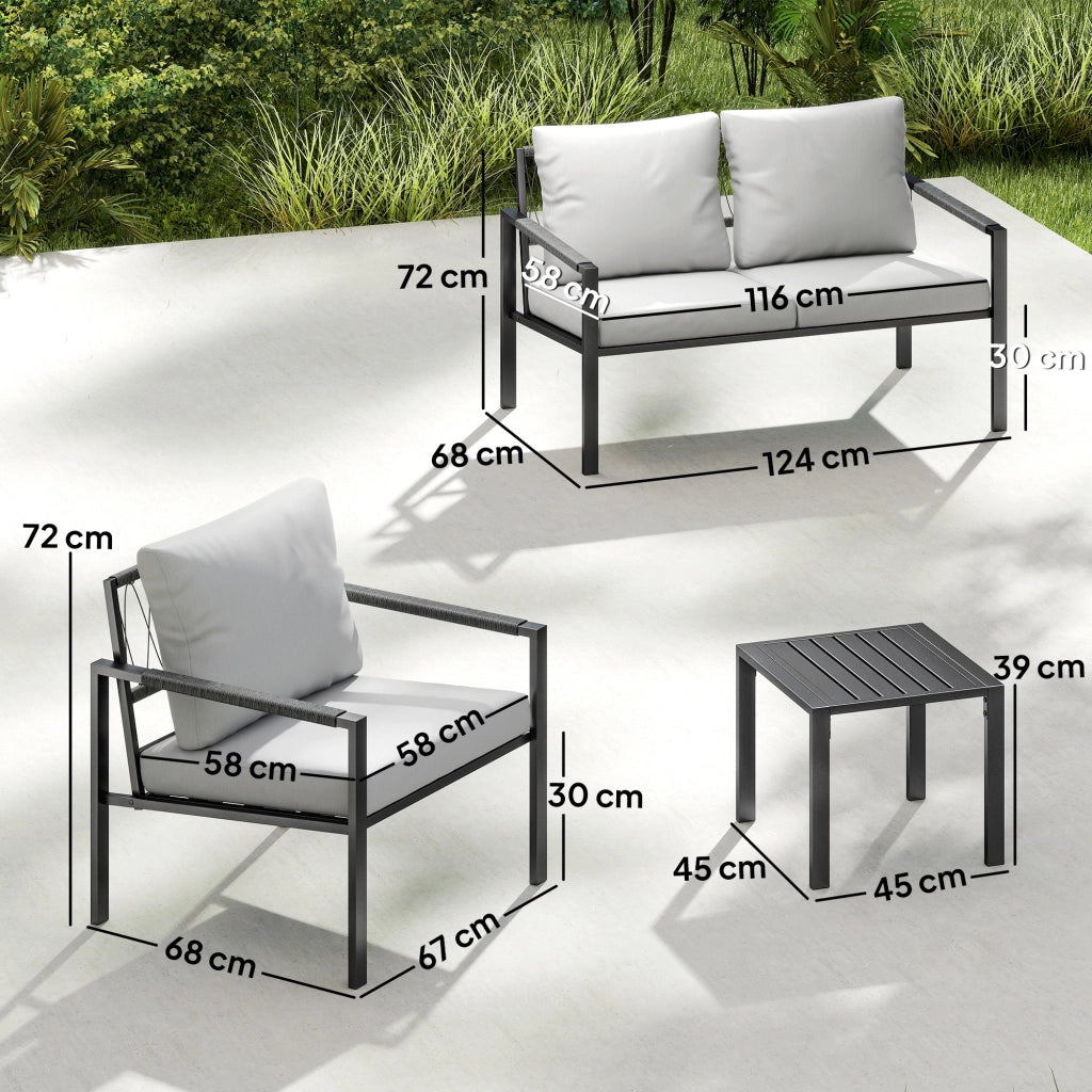 Set divano da giardino con tavolino ¨C Zephmum ¨C PolyRattan grigio chiaro 4 posti