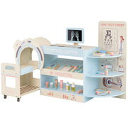 Set gioco dottore per bambini kit ospedale in legno per gioco di ruolo con cartello per vista, Gioco per bambini 3+ anni Blu-Giocattoli educativi