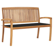 Panchina da Giardino Impilabile e Cuscino 128,5cm Teak Massello
