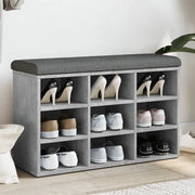 Panca Porta Scarpe-Sgabello-Panca Scarpiera Grigio Cemento 82x32x50cm Legno Multistrato