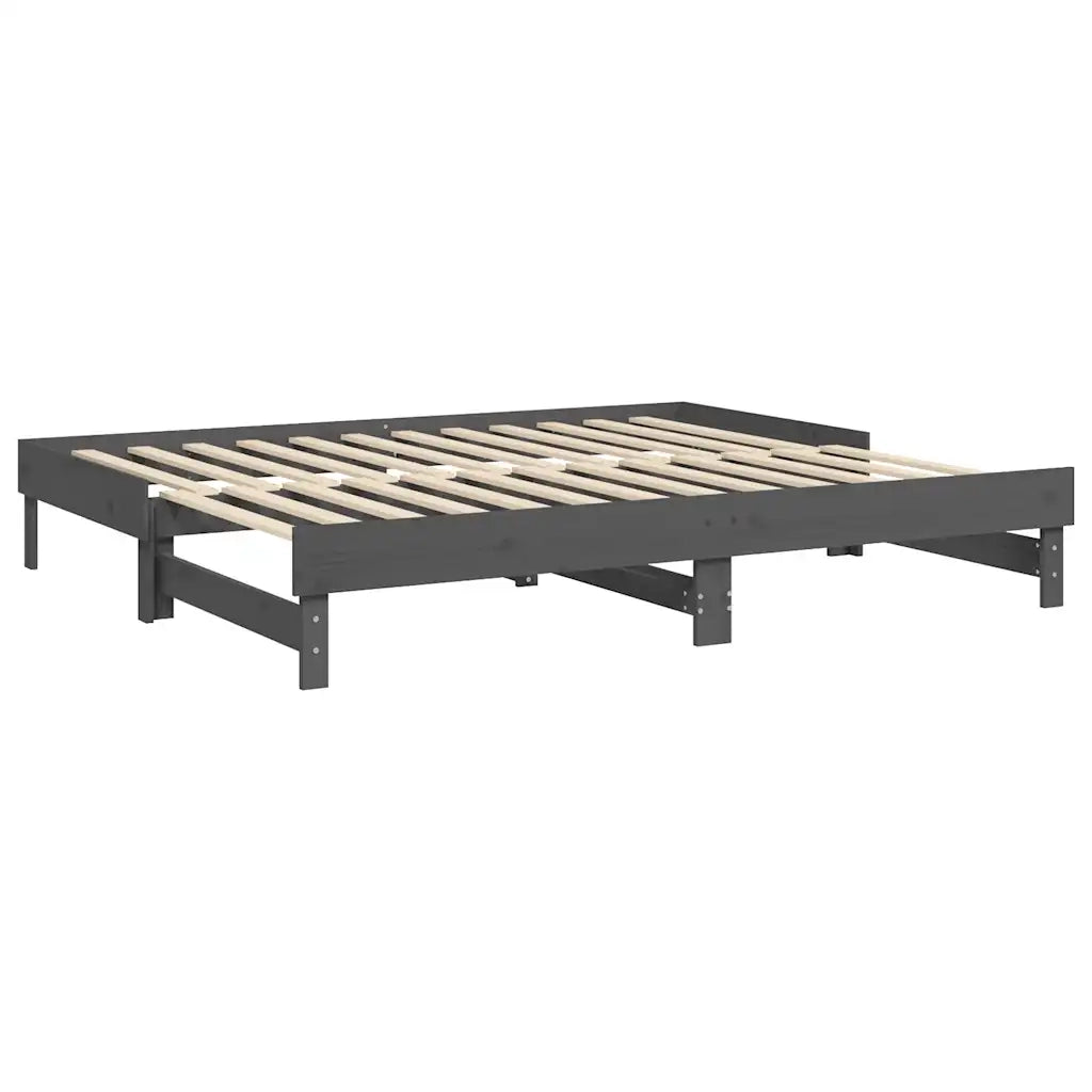 Letto da camera | Dormeuse Estraibile Grigia 2x(80x200) cm Legno Massello di Pino