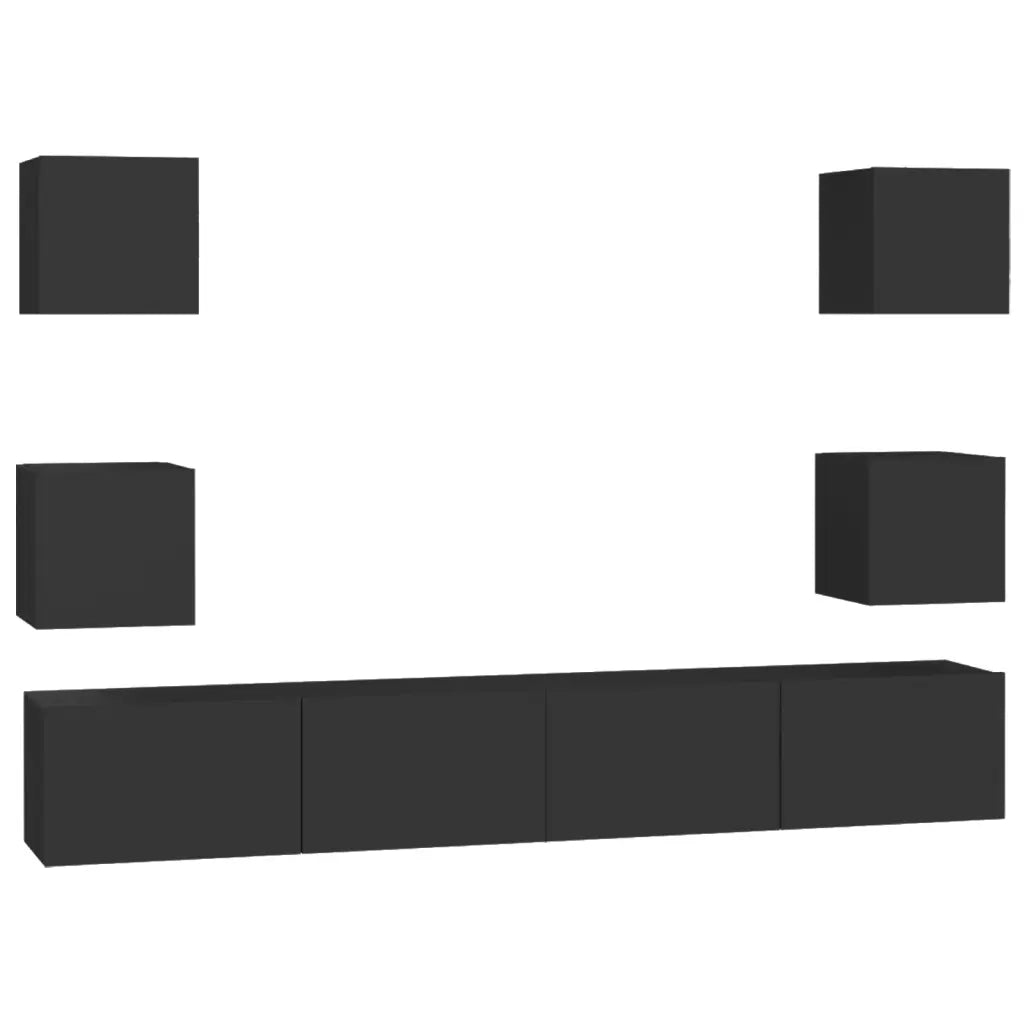 Set di Mobili Porta TV 6 pz Nero in Legno Multistrato 3078768