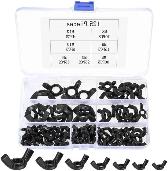 Assortimento di 125 pezzi di viti a palla e viti a vela M2 a M12 per progetti di mobili e DIY.