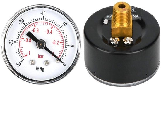 Manometro meccanico a doppia scala -30~0 inHg - Drukkometer - Pannello di visualizzazione - Duallo scala - 1/8 BSPT connessione