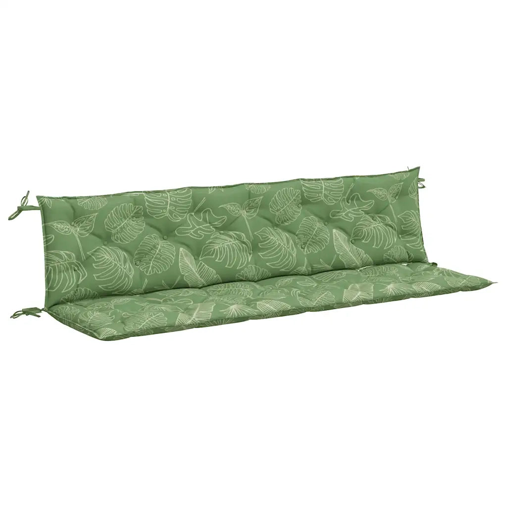 Cuscini Panca Giardino 2 pz-Set di 2 Cuscini per panchina da esterno Motivo a Foglie 200x50x7 cm Tessuto