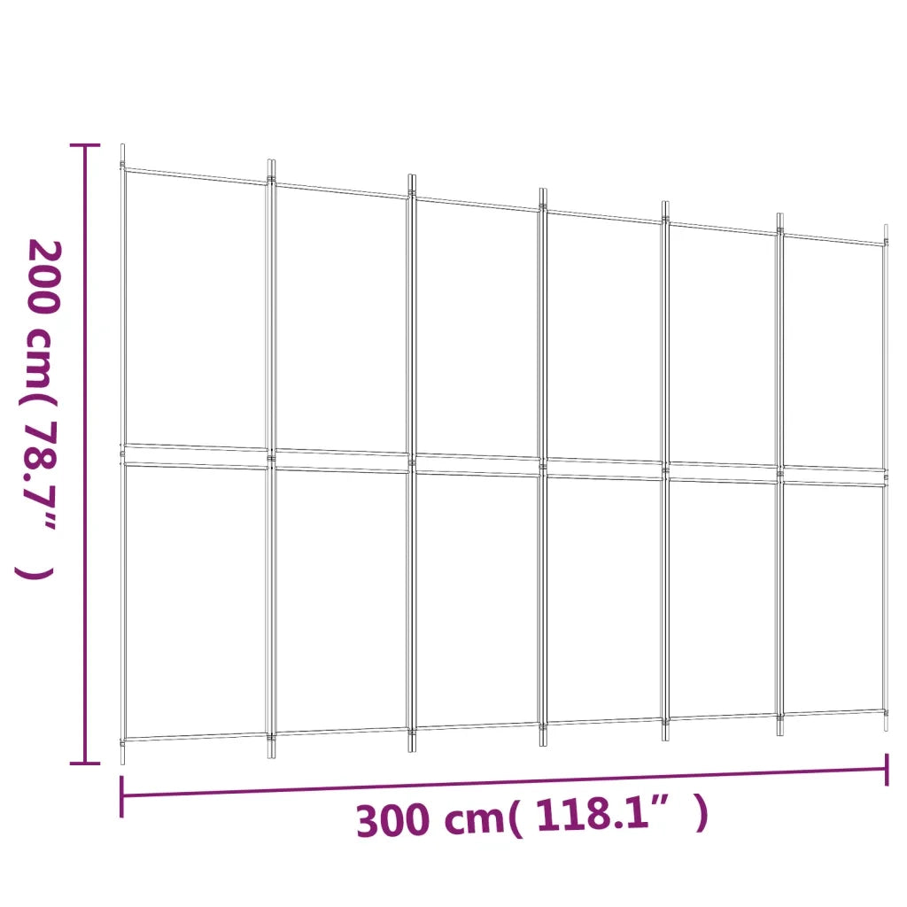 Divisorio a 6 Pannelli Antracite 300x200 cm Tessuto 350240