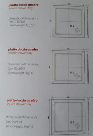 Piatto doccia flat in resina alto 3cm (rettangolare) - Misura: 76 x 120 x 3h