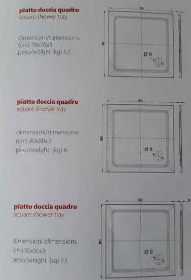 Piatto doccia flat in resina alto 3cm (rettangolare) - Misura: 76 x 120 x 3h