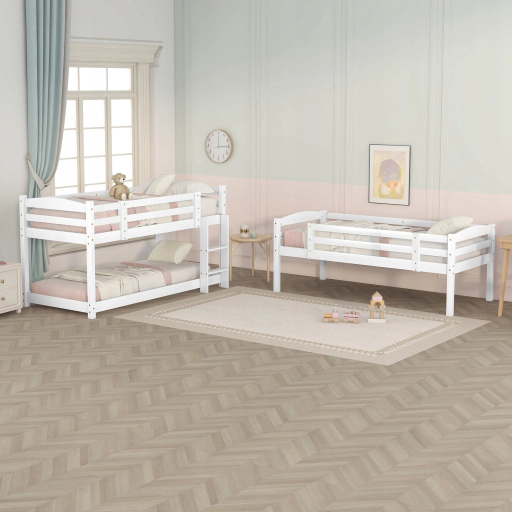 Letto a castello in legno 90x200 - Xylo - Bianco