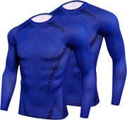 Maglia sport compressa uomo - 2x - Inverno caldo - Camicia termica - Calore e prestazioni - Blu - L