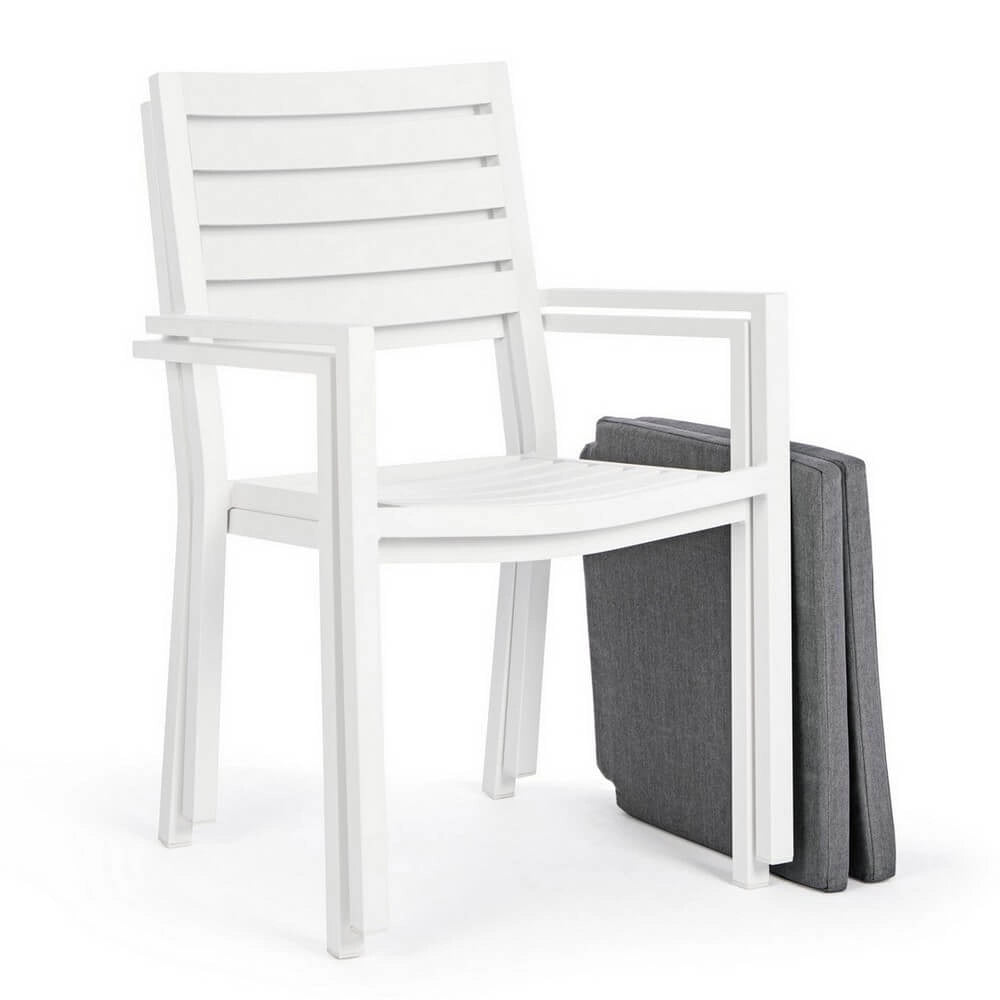 Set di 4 Sedie da Esterno in Alluminio con Braccioli e Cuscino - HEAVENLY