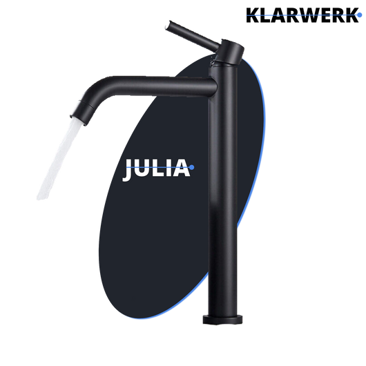 Giulia | Hotel Gastro Rubinetto da bagno alto nero opaco |. Rubinetto premium in acciaio inossidabile per lavelli alti |. Rubinetto ad alta pressione