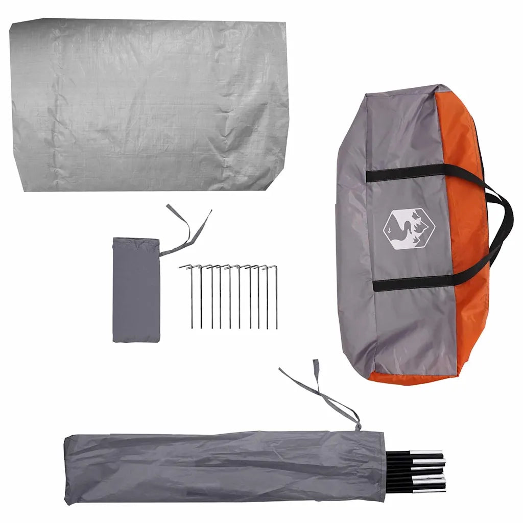 vidaXL Tenda porta biciclette Grigio e arancione 256 x 222 x 182 cm