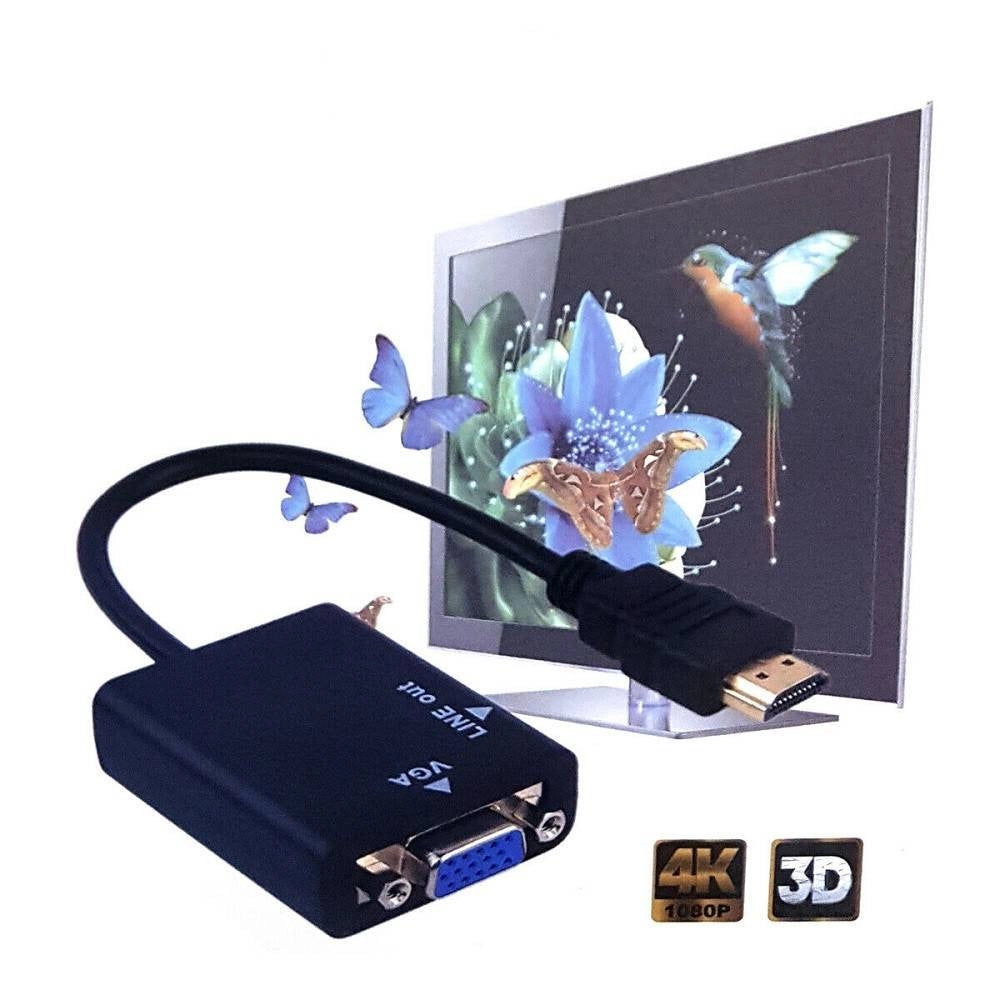 Trade Shop - Convertitore Adattatore Hdmi Input Maschio Vga Outpu Femmina Uscita Audio 3,5mm -