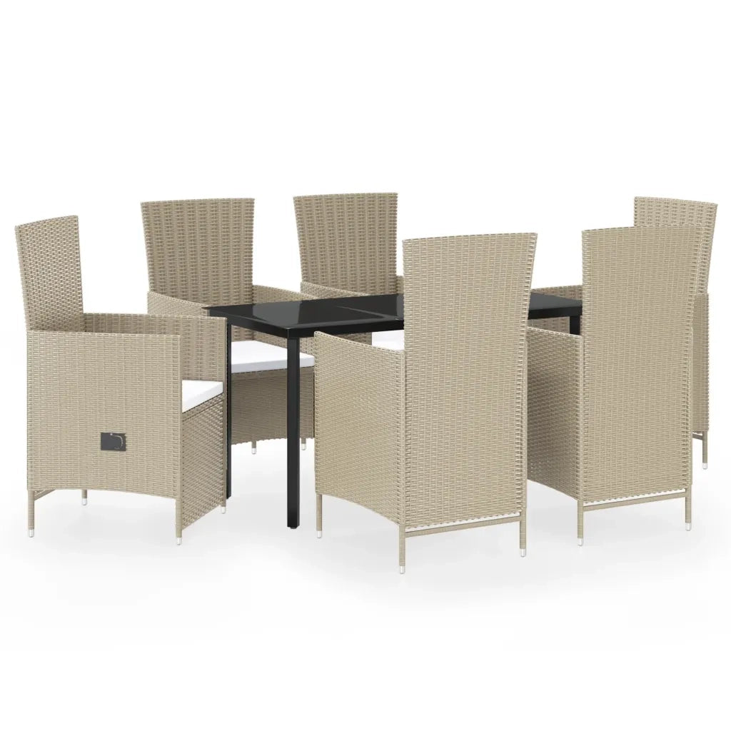 Set da Pranzo da Giardino 7 pz con Cuscini Beige 3099465