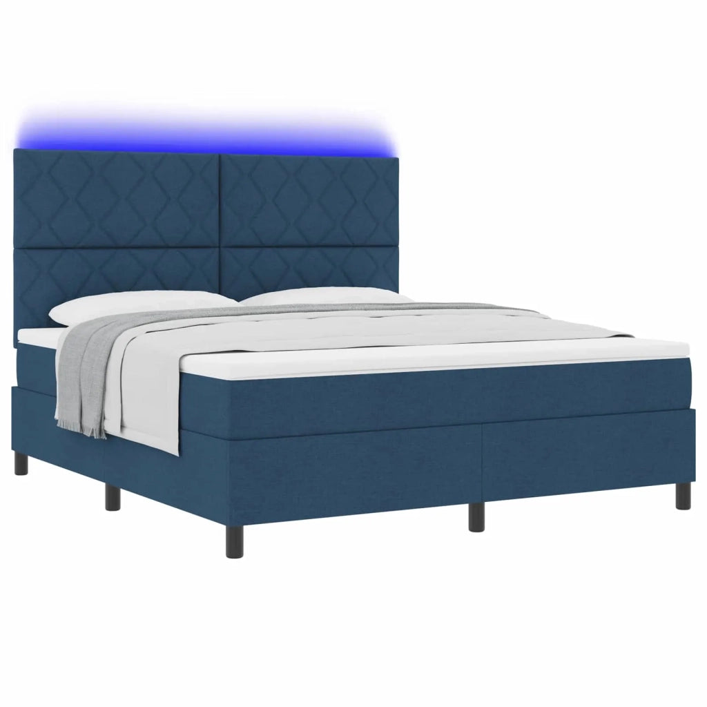 Letto a molle con strisce LED Blu 180 x 200 cm Tessuto 3342969