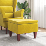 Poggiapiedi con Gambe in Legno Giallo in Velluto 329464