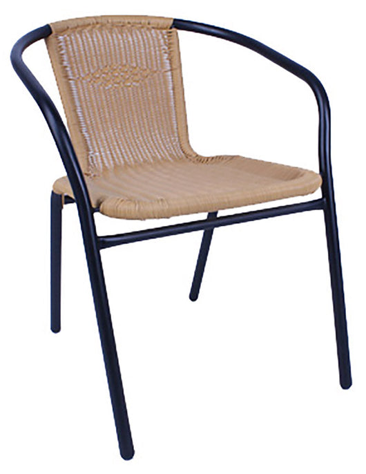 Sedia da Giardino 59x52x74 cm in Acciaio e Rattan Sintetico Beige