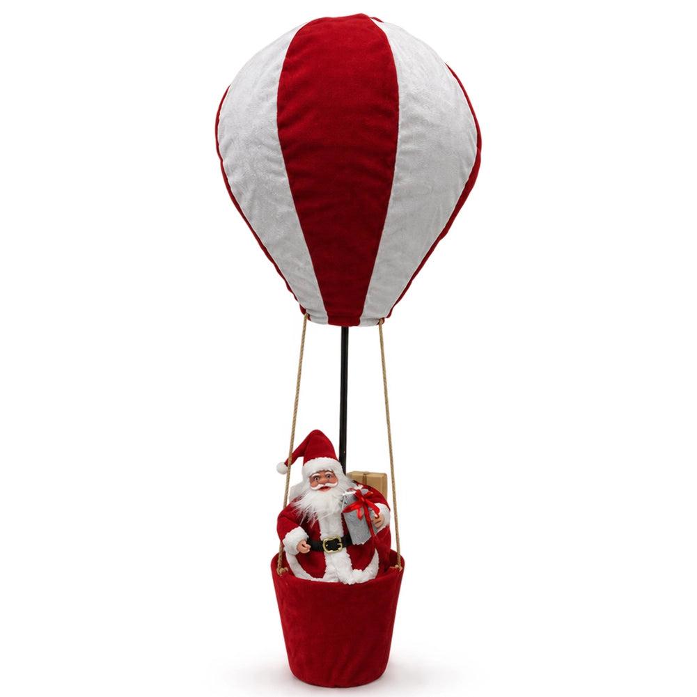 Mongolfiera di Babbo Natale 40x97cm Bianco e Rosso Decorazione Addobbo Natalizio