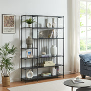 Scaffale da Terra Rælingen Libreria con Ripiani Aperti 180x120x33 cm Nero [en.casa]