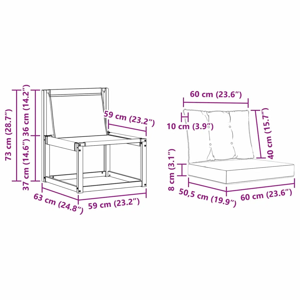 Set di divani da esterno 3 pz Bianco e Nero 3389166